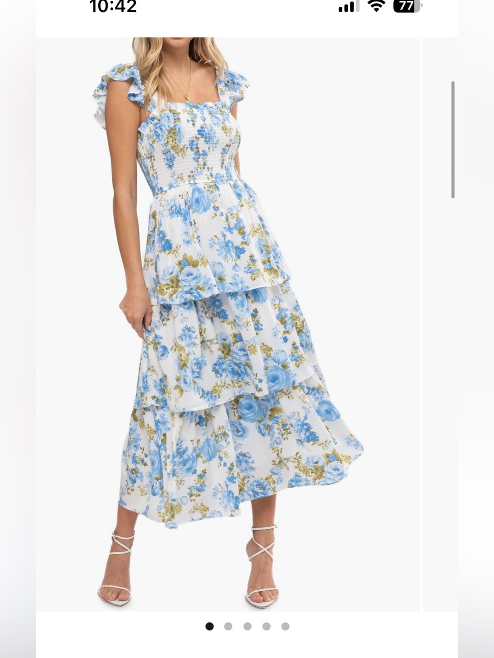 Blue Floral Smocked Tiered Maxi Dress - Picture 1 of 1
